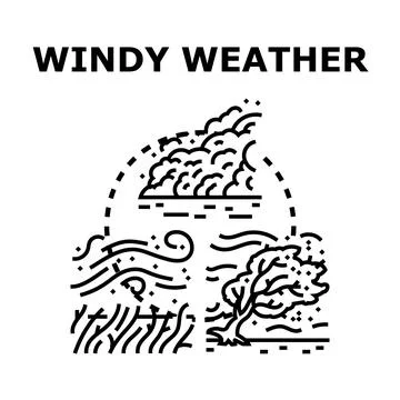 Windy weather forecast concept with strong wind Stock Illustration
