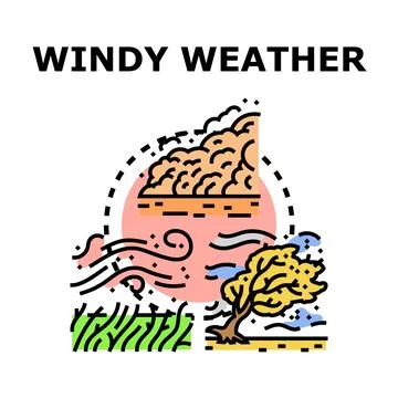 Windy weather forecast concept with strong wind Stock Illustration