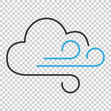 Windy weather icon with cloud and breeze lines. Stock Illustration