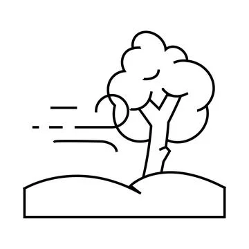 Windy weather line icon vector illustration Stock Illustration