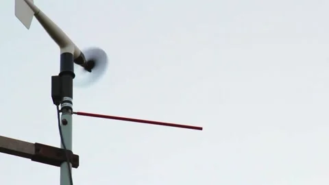 Windy weather stations windmill spinning in the wind Stock-Footage 136206902