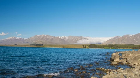 Windy Weather on Tekapo Lake Stock Footage 90762012