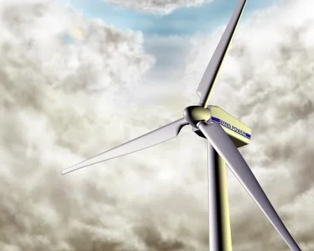 Windy wind turbine Stock Illustration