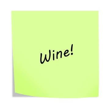 Wine 3d illustration post note reminder on white with clipping path Stock Illustration