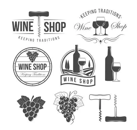 Wine Accessories And Emblems Stock Illustration
