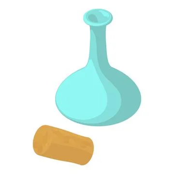 Wine accessory icon isometric vector. Empty glass decanter and wine cork icon Stock Illustration