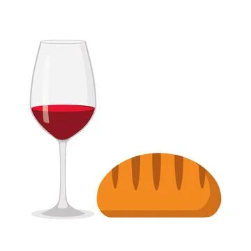Wine and bread, Easter and food, communion vector icon Stock Illustration