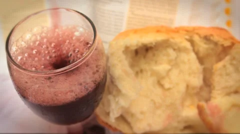 Wine and Bread Stock Footage 36178176