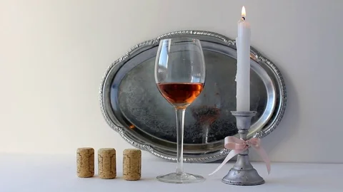 Wine and candle Stock Footage 85276641