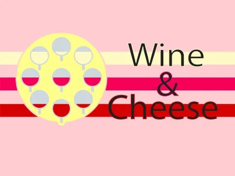 Wine And Cheese Logotype Background. Flat Design Stock Illustration