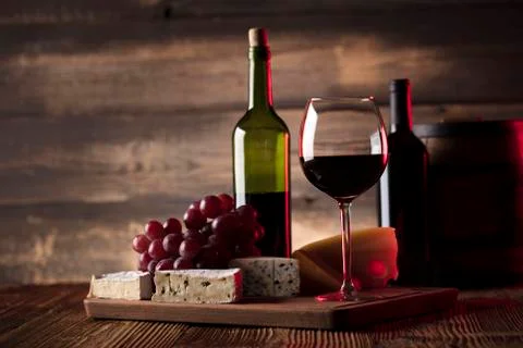 Wine and cheese. Stock Photos
