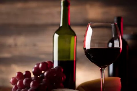 Wine and cheese. Stock Photos