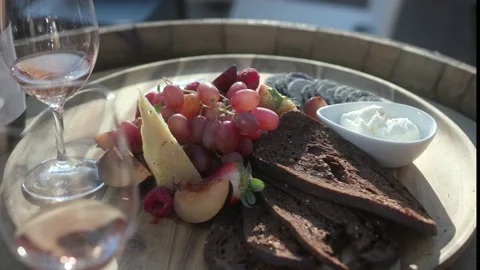 Wine and Cheese Platter Stock Footage 229448814