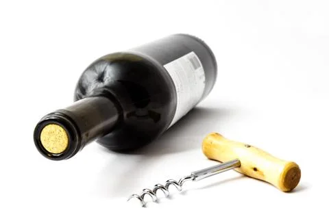 Wine and corkscrew Foto stock