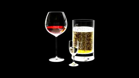 Wine and drinks rendered isolated on black Stock Illustration