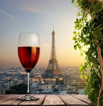 Wine and the Eiffel Tower Stock Photos