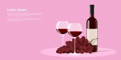 Wine and grapes Stock Illustration