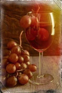 Wine and grapes Stock Photos