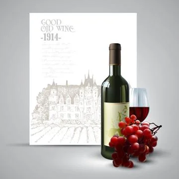 Wine and grapevine Stock Illustration