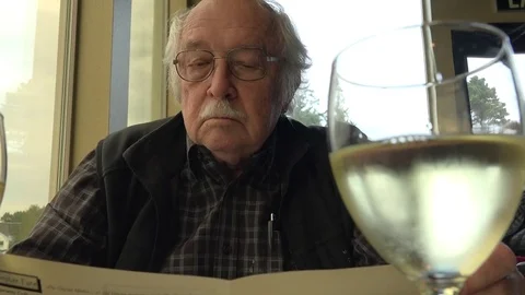 Wine and man in cafe. Stock-Footage 80338804