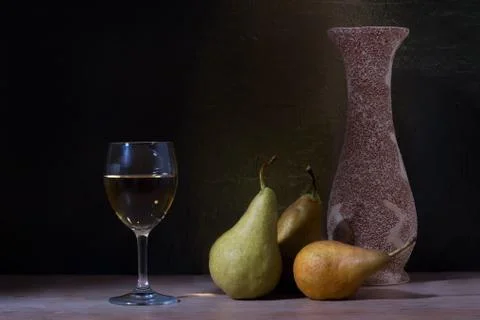 Wine and pears Stock Photos