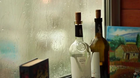 Wine and rain Stock Footage 129928133