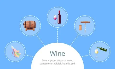 Wine and Sample Text with Icon Vector Illustration Stock Illustration