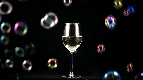 Wine and soap bubbles Stock Footage 37848463