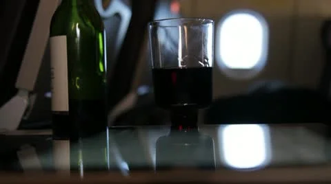 Wine and tablet used on plane Video stock 20517599