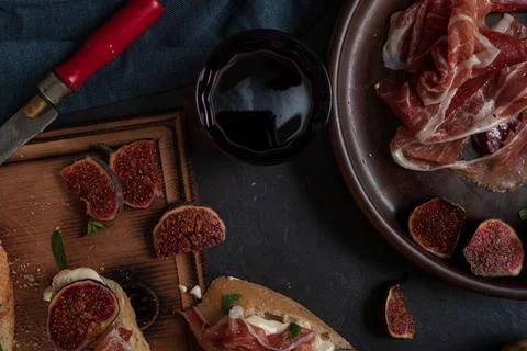 Wine and Tapas with ham Photos