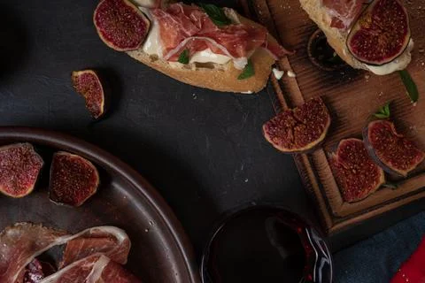 Wine and Tapas with ham 写真素材