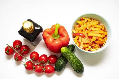 Wine and vegetables Stock Photos