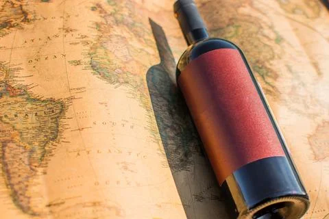 Wine and World Map Stock Photos