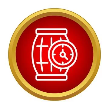 Wine barrel aging process time vector icon Stock Illustration