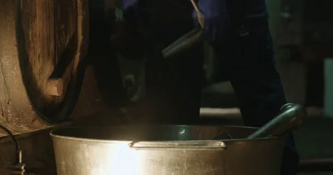 Wine barrel being opened 스톡 동영상 70050087