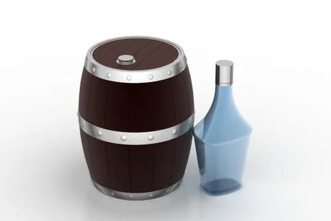 Wine Barrel with bottle Grats Stockgrafik