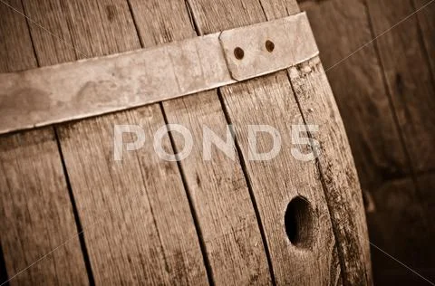 Wine barrel in cellar Stock Photos
