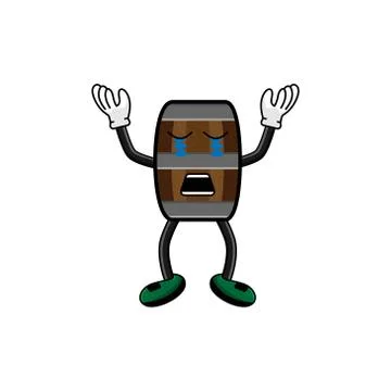 Wine barrel character cry vector design illustration Stock Illustration
