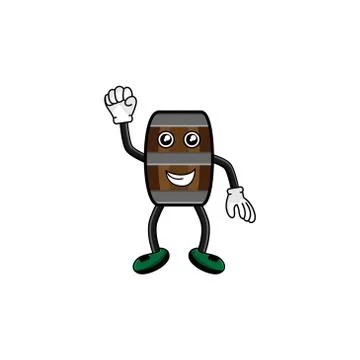Wine barrel character with hand expression vector design illustration Stock Illustration