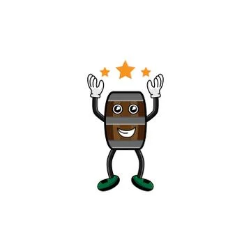 Wine barrel character with hand expression vector design illustration Stock Illustration