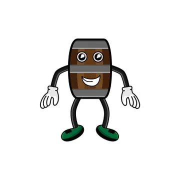 Wine barrel character with hand expression vector design illustration Stock Illustration