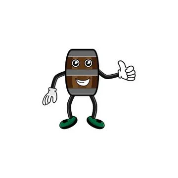 Wine barrel character with hand expression vector design illustration Stock Illustration