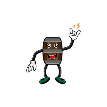Wine barrel character with hand expression vector design illustration Stock Illustration