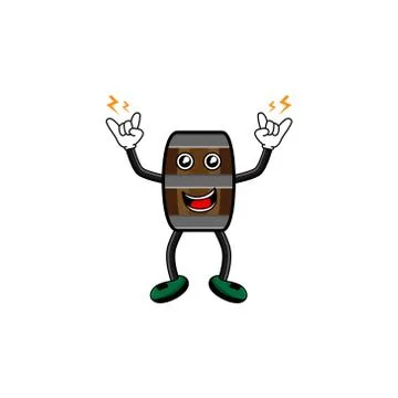 Wine barrel character with hand expression vector design illustration Illustrazione stock