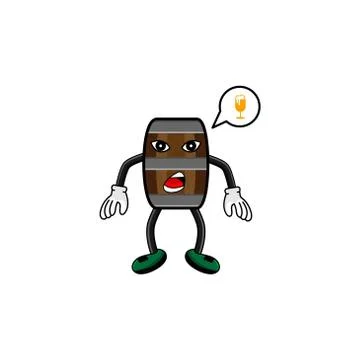 Wine barrel character imagine vector design illustration Stock Illustration