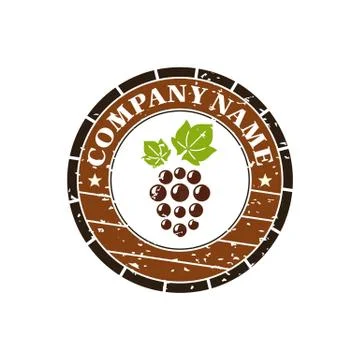 Wine barrel with grape label vector illustration isolated on white background Stock Illustration