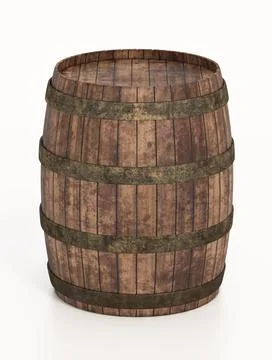 Wine barrel isolated on white background. 3D illustration Stock Illustration