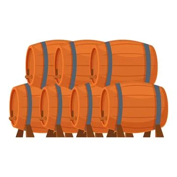 Wine barrel stack icon cartoon vector. Red wine alcohol Stockillustratie
