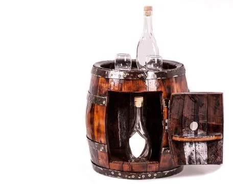 Wine barrel as table Stock Photos