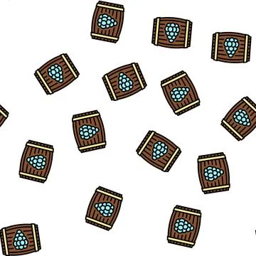 Wine barrel vector seamless pattern Stock Illustration